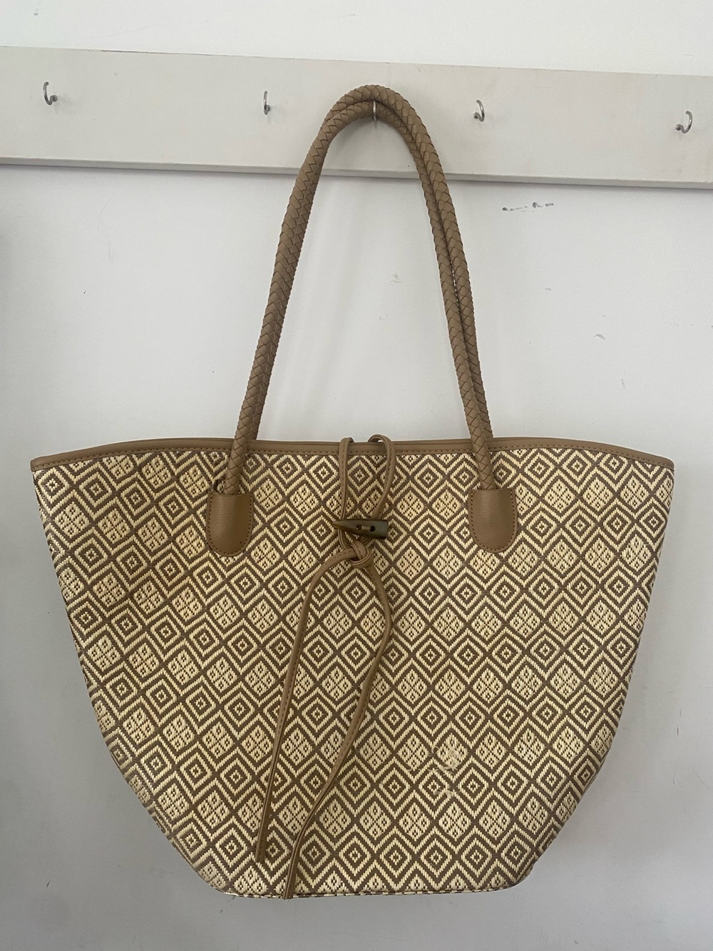 Neiman Marcus Woven Diamond Tote
